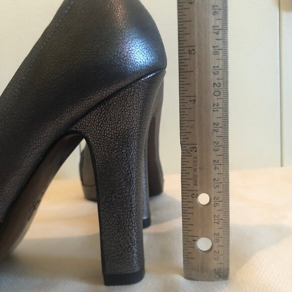 Cole Haan Tonya pewter-colored leather open-toe pumps sz 8 - Picture 11 of 16